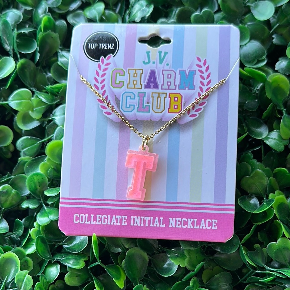 Pink Initial Necklace for Kids